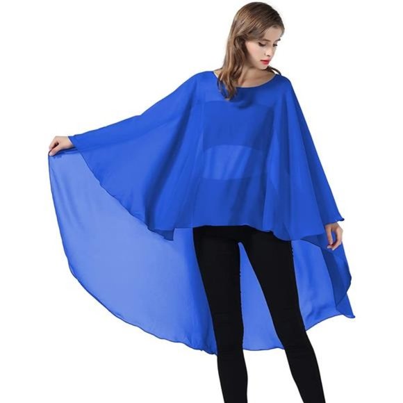 CHIFFON Capelet Wedding Bridal Cape Royal Blue - Picture 1 of 7